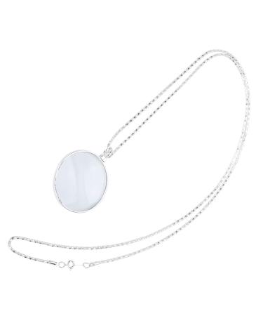 Necklace Magnifying Glass Magnifying Glass Safe Magnifying Glass with Chain Reading Magnifier for Reading for Working (Silver)