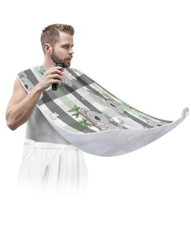 Cute Koalas Paint Beard Bib Apron Beard Bib Hair Catcher for Men Shaving and Trimming Non-Stick Waterproof Beard Cape Grooming Cloth with 2 Suction Cups Gifts for Men