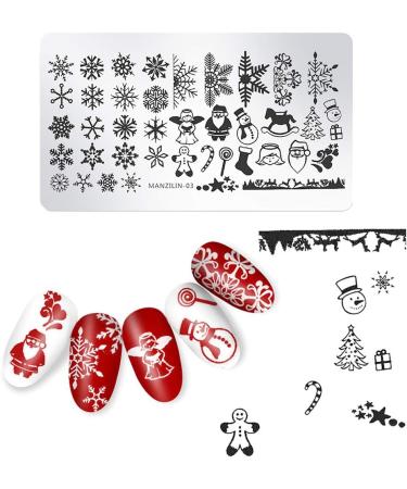 Nail Art Stamping Template Kit - Snowflake Santa & Gingerbread Designs for Christmas Winter Manicure - Buy Online on GoSupps.com