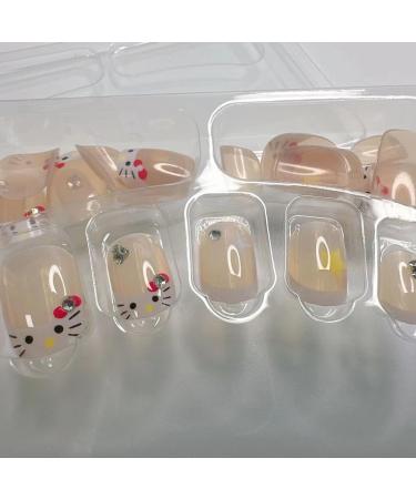 24Pcs Short French Tip Press on Nails - Cute Stars & Rhinestones Designs | Acrylic Fake Nails for Women & Girls | HG-15 Nail Art Decorations - Buy Online on GoSupps.com