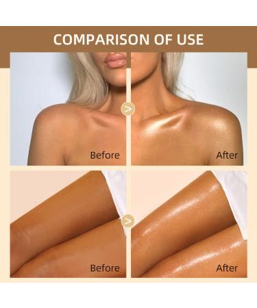 2-Pcs Waterproof Body Shimmer Oil Set - Rose Gold & Glistening Bronze Glow | Face & Body Highlight Illuminator 80ml - Buy Online on GoSupps.com