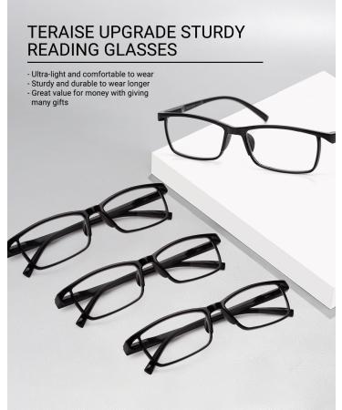 Teraise Reading Glasses for Men & Women - Anti-Blue Light Stylish Comfortable & Robust Computer Glasses with Feather Hinge | 1.0x Full Frame Black - Buy Online on GoSupps.com