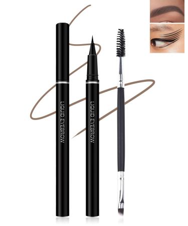 Eyebrow Pencil Grayish Brown Brow Pencil with Ultra-Fine 0.01mm Brush-Tip Multifunctional Liquid Eyeliner & Eyebrow Pen Waterproof Sweat-Proof Long-lasting Quick Drying with Brow Tool & Brush-01# #01 Grayish Brown