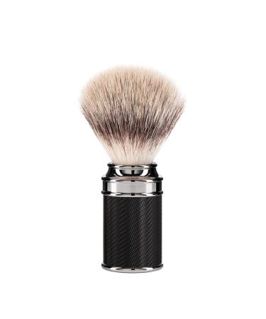 M HLE Traditional Shaving Brush - Shaving brush made of Silvertip Fibre - black precious resin handle - chrome-plated metal accents - vegan