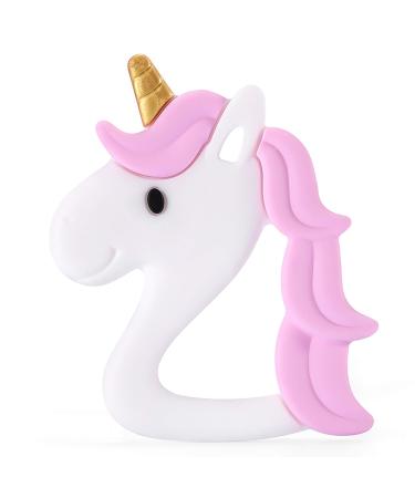 PREMYO Unicorn Teething Ring for Babies Cooling - Teething Aid Made of Silicone BPA Free Soft - Relieves Teething Pain - Pink - Buy Online on GoSupps.com