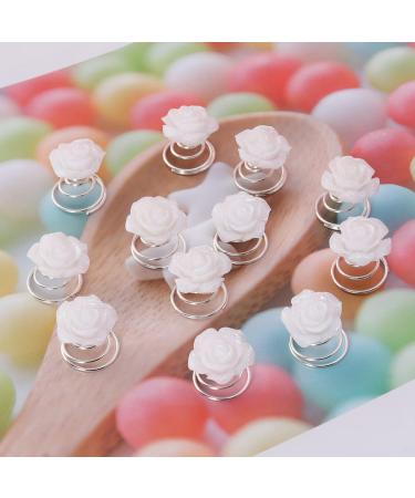 Lurrose 12pcs Glitter White Rose Spiral Hair Pins - Bridal Wedding Prom Accessories - Buy Online on GoSupps.com