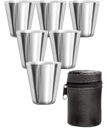 Outdoor Saxx stainless steel cup set 6 unbreakable schnapps cups schnalls made of metal metal cup with leather bag ideal flachmann accessories - Buy Online on GoSupps.com