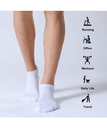 FITRELL Men's 6 Pack Ankle Running Socks - White Blue, Sizes 7-9 - Cushioned Athletic Sports Socks - Buy Online on GoSupps.com