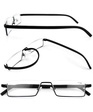 2 Pack Half Frame Reading Glasses 2.25 for Men and Women - Lightweight Computer Readers with Portable Case (Black) - 2 Pairs - Buy Online on GoSupps.com