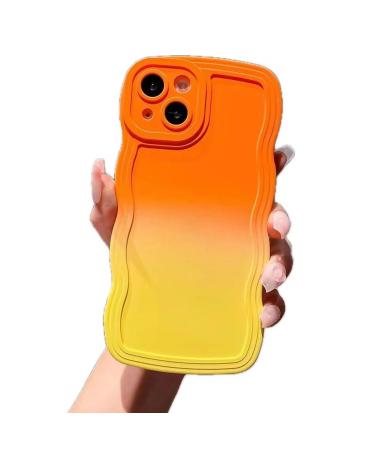 Rnrieyta Miagon Gradient Aesthetic Welle case for iPhone 11 Pro sweet curly cell phone case women girls curly frame shape design silicone tpu bumper protective cover iphone 11 pro orange+yellow