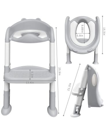 Potty Training Toilet Seat for Kids | Step Stool Ladder & Comfortable Chair with Anti-Slip Pads and Safe Handle | Soft Cushion Seat for Boys & Girls - Gray - Buy Online on GoSupps.com
