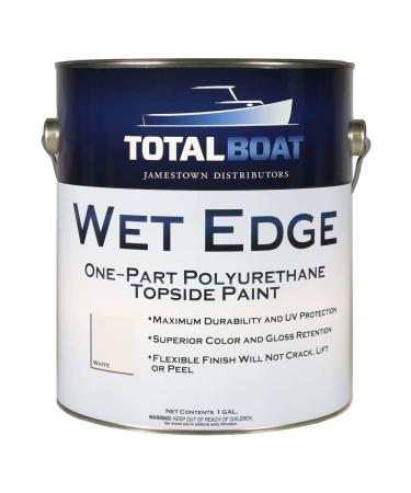 TotalBoat Wet Edge Marine Topside Paint for Boats, Fiberglass, and Wood (White, Gallon) 1 Gallon (Pack of 1) White