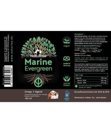 NatuRise Omega 3 Vegan Domestic animals Chiens chats chevaux 100 % algues oil 100 % algues go t 1822 mg DHA & EPA 100 ml Tested in laboratory Forms of triglyc rides  - Buy Online on GoSupps.com