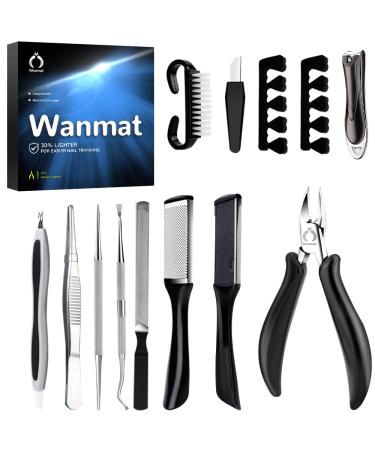 Wanmat Toenail Clippers for Thick Nails,Ingrown Toenail Treatment for Seniors,Professional Pedicure Kit Tools for Adult Men Women(11Pcs)