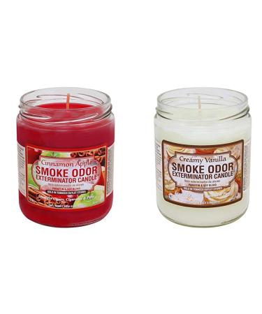 Smoke Odor Exterminator 13 Oz Candle Cinnamon Apple with 13 Oz Candle Creamy Vanilla