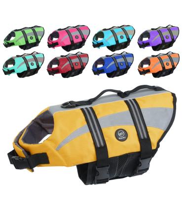 Emust rescue vest for large dogs dog swimming vest for small/medium -sized/large dogs with double rescue handles high -reflecting rescue protection for swimming yellow l l yellow