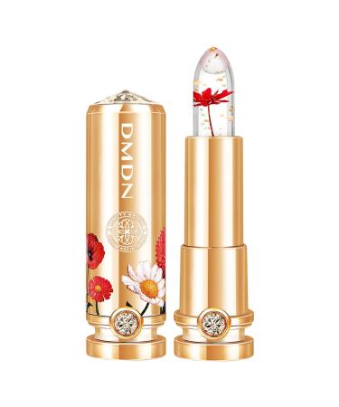 geugecy Crystal Jelly Lipstick Crystal Flower Lipsticks Non-Sticky Jelly Beauty Lipstick Temperature Changing Flower Color Lipstick