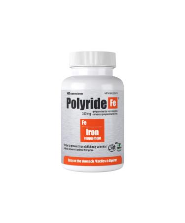 Polyride Fe Polysaccharide Iron Complex Deficiency Anemia Easy on The Stomach with Energy Support and 150 mg Elemental Iron | 350 mg - 100 Capsules - Buy Online on GoSupps.com