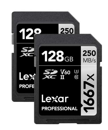 Lexar Professional 1667x 128GB (2-Pack) SDXC UHS-II Cards, Up To 250MB/s Read, for Professional Photographer, Videographer, Enthusiast (LSD128CBNA16672) 2-Pack 128GB - Buy Online on GoSupps.com
