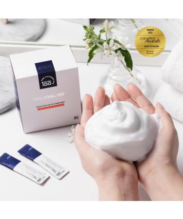TRU HYAL 100 Delicate Face Scrub & Cleanser 30 Daily Sachets - Gentle Exfoliating Formula with Sugarcane Lemon Peel Oil and Hyaluronic Acid Deep Cleansing and Pore Refinement - Buy Online on GoSupps.com
