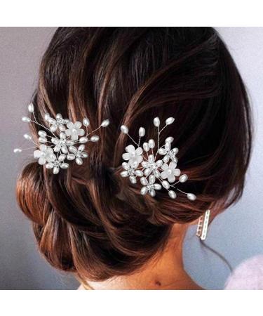 XIKSJW 1 Piece Bridal Wedding Hair Pins Flower Bridal Hair Pieces Silver Wedding Hair Accessories Pearl Bridal Hair Clips For Women And Girls - Buy Online on GoSupps.com
