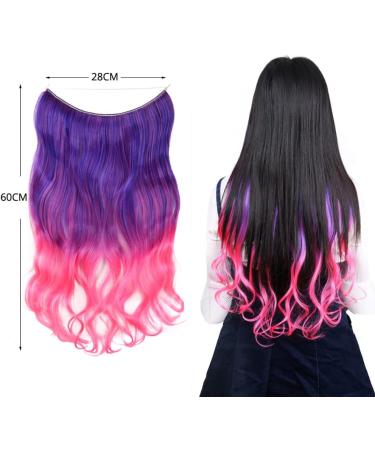 No Clips No Glue Invisible Big Wavy Hair Extensions Secret Ombre 2 Tone Natural Synthetic Hairpieces 24" Hidden Wire QY13# - Buy Online on GoSupps.com