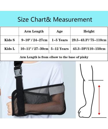 Kids Arm Sling Mesh Black Shoulder Immobilizer Brace for Children with Broken Shoulder, Elbow, Arm, Wrist Injury - Pediatric Toddler Girls Boys - Left/Right - Buy Online on GoSupps.com