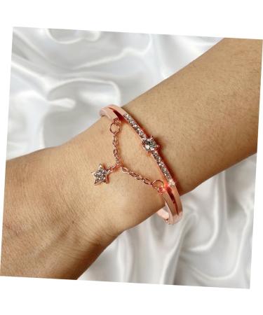Healeved 2pcs Gemstone Bracelet Crystal Bracelets Open Star Pendant Bracelet Cuff Bracelet Star Bangle Gold Bangle Bracelet Jeweled Bangle Bracelet Women's Bracelets Diamond Miss Jewelry Rose Goldx2pcs 19.5*1.2cmx2pcs - Buy Online on GoSupps.com