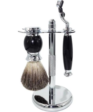 NSNT Exquisit Men's Razor Brush Set | Stainless Steel Manual Holder | Fashionable Hair Care Tool Gift | 10x17cm Silver - Buy Online on GoSupps.com
