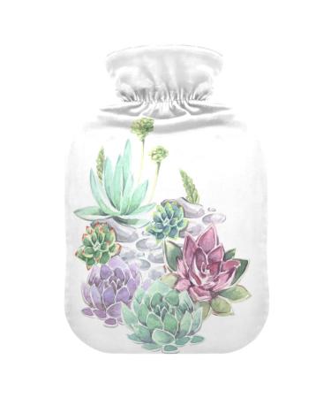 Heat bottle with reference 1 l of durable warm-up bag for hand feet shoulder and neck pain cramps heating press and heat therapy patterns of watercolor flowers succulents