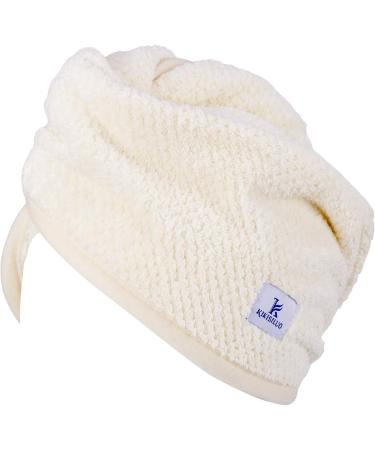 Super Absorbent Microfiber Towel for Women | 66 x 25.4 cm Fast Drying Hair Turban for Long Thick Curly Hair - Brown & White - Buy Online on GoSupps.com