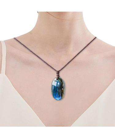 5 Pcs Spiritual Labradorite Necklace - Raw Stone Pendants Necklace for Men Women Healing Gemstone Waterdrop Shape Moonstone Spiritual Stone Pendant Dobooo - Buy Online on GoSupps.com
