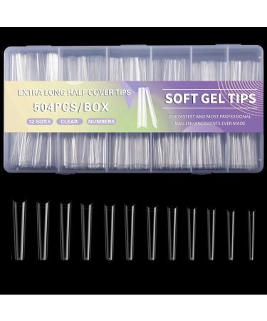 AJTUTUS 504x/Set Soft Gels Tips Press On Extra Long Full Cover Tips Clear Tips Ballerinas False s for Salons - Buy Online on GoSupps.com