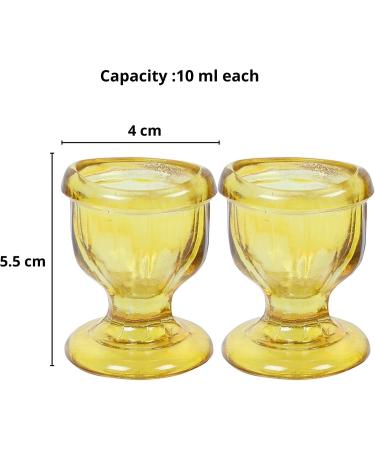 Glass Eye Wash Cup Set for Healthy Eyes | Soothing Relief from Allergens and Irritants | Eye-Shaped Rim for Comfort | Set of 2 Yellow - Buy Online on GoSupps.com