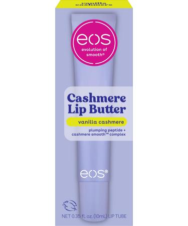 eos Cashmere Lip Butter - Vanilla Cashmere Plumping Peptides Smoothing eos Lip Butter Shea Butter Lip Mask Lip Moisturizer Soft Lips 0.35 fl oz