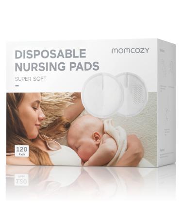 Momcozy Super Soft Nursing Pads Disposable, Fast Absorbent 120 Count Breast Pads for Breastfeeding, Extra Fit & Leak-Proof Nipple Pads, Portable