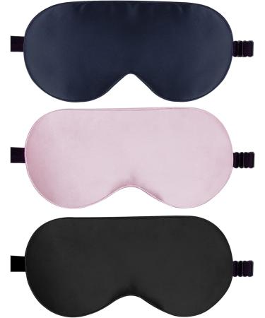 3 Pack Silk Sleep Mask Set - Adjustable Strap, 100% Pure Silk Eye Mask for Sleeping - Blocks Light, Reduces Puffy Eyes - BeeVines Gifts - Buy Online on GoSupps.com