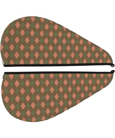 Quick-Dry Hair Towel Wrap - Buttoned Turban for Effortless Drying | Green & Pink Squares - Buy Online on GoSupps.com