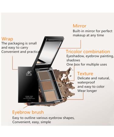 Buy Waterproof Three-Color Eyebrow Powder Kit | Natural Eyebrow Makeup | Shape & Fill Brows (02# Brown Light Brown Skin Tone) - Shop Internationally - Buy Online on GoSupps.com