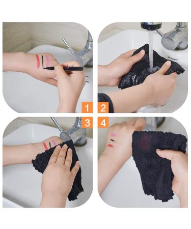 SUNLAND Microfiber Makeup Remover Cloths - Ultra Soft Reusable Face Wash Towels (12 Pack, Black) - Buy Online on GoSupps.com