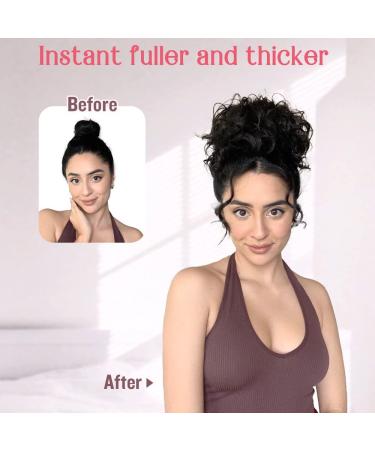 Dirty Messy Bun Short Curly Ponytail Extension | Synthetic Hair Scrunching Large Bun with Clip - Black - Buy Online on GoSupps.com
