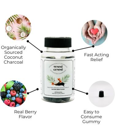 Activated Organic Charcoal Gummies for Kids & Adults | Digestive Health Gas & Bloat Relief - 60 Count | Natural Berry Flavor - Buy Online on GoSupps.com