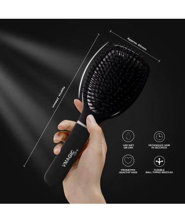 Paddle Hair Brush for Natural Curly & Straight Hair, Detangling Detangler for Adults & Kids - Black - Buy Online on GoSupps.com