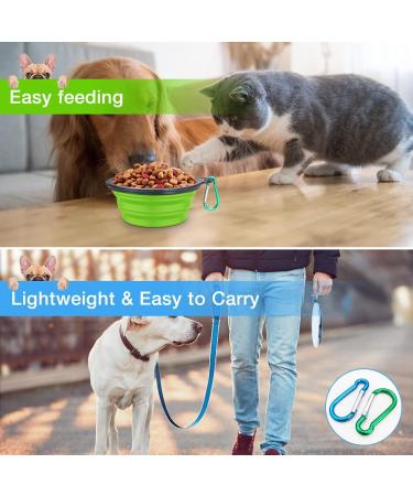 Buy XL Green Blue Foldable Travel Dog Bowls - 2 Pack with Lids & Hooks | Portable Silicone Feeding Bowls for Dogs & Cats - Perfect for Hiking & Camping - Buy Online on GoSupps.com