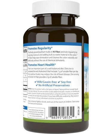 Carlson - Hi-Fiber 3 g Psyllium Husk Capsules Regularity Colon Health & Heart Function 100 Capsules 100 Count (Pack of 1) - Buy Online on GoSupps.com