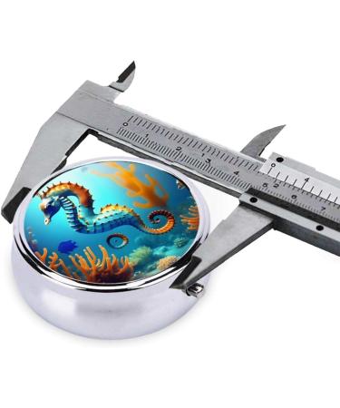 Seabed Coral Seahorse Round Pill Box - 3 Compartment Portable Organizer for Travel & Purse - Buy Online on GoSupps.com