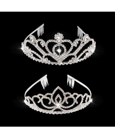 Exacoo Pack of 2 Rhinestone Tiara Crown Headband Comb Pin Set - Wedding Bridal Birthday Tiaras - Buy Online on GoSupps.com