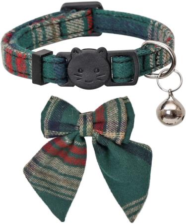 Lamphyface Christmas Cat Collar with Breakaway Feature, Cute Bow Tie & Flower Bandana - Adjustable and Safe Plaid Bowtie Design - Buy Online on GoSupps.com