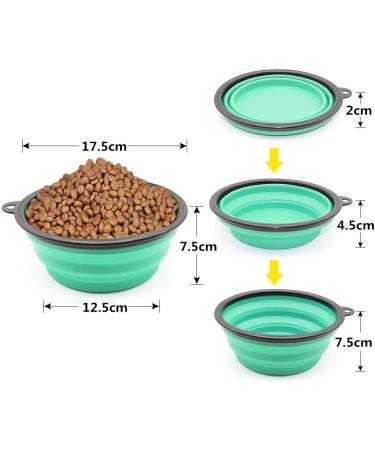 Slson 2-Piece Foldable Dog Travel Bowl Set | 1000ml Safe Pet Water & Feed Bowls with Carabiners for Cats & Dogs - Light Blue - Buy Online on GoSupps.com