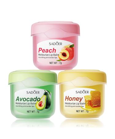 3 Pack Bundle Lip Balm 0.25 Oz / 7g with box (Peach Honey Avocado) - Moisturizing Soothing Peach Honey Avocado 3PACK